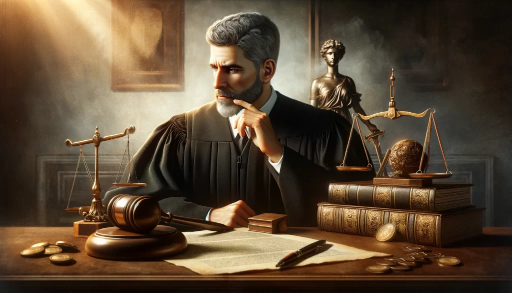 La Ética Judicial: Virtudes, Principios y Desafíos en la Administración de Justicia DALL·E 2024 05 29 19.25.27 A Realistic And Detailed Image Representing The Themes Of Judicial Ethics Virtues And Challenges In The Administration Of Justice. The Image Should 1024x585